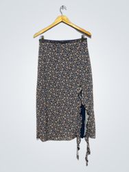 Originality floral print midi skirt with slit