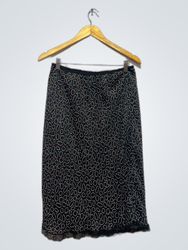 Black Skirt with Oval Pattern and Lace Trim