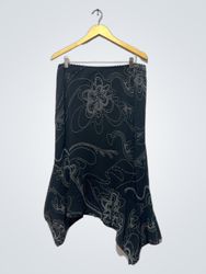 Jessica Black Floral Print Asymmetrical Skirt