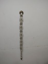 White studded belt with gold buckle