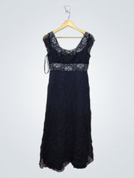 Adrianna Papell Black Beaded Maxi Dress