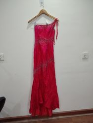 MY Fashion Women's Red Beaded One-Shoulder Gown