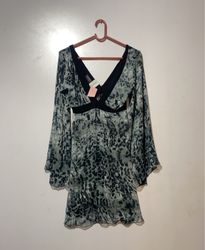 Blusa con motivo grigio e nero