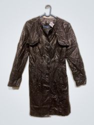 Chigalli Black Leather Trench Coat