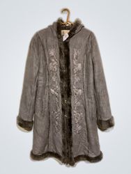 Gray Fur-Trimmed Coat