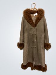 Gray Fur-Trimmed Coat