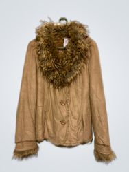 Tan Fur-Trimmed Jacket