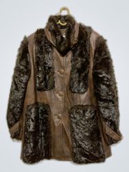 Brown Leather and Fur Coat