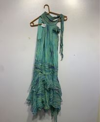 ZARA WOMAN Halter Neck Ruffled Maxi Dress