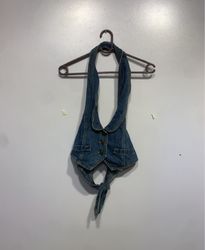 Denim Halter Top with Tie