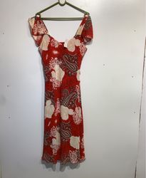 Red Paisley Floral Print Dress