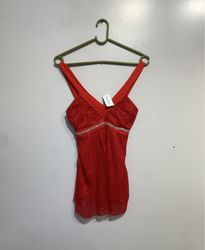 Red Tank Top with Rhinestone Detail