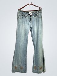 Camper Light Wash Embroidered Flare Jeans