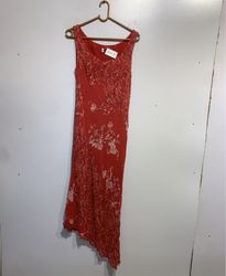 Red Sleeveless Dress with Floral Print