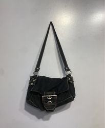 Black Shoulder Bag with Silver Buckle