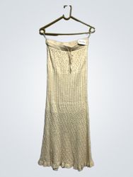 Cream Knit Strapless Dress with Drawstring Waist