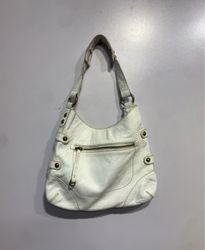 White Leather Hobo Handbag