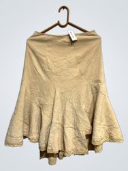 Beige Skirt with Lace Trim