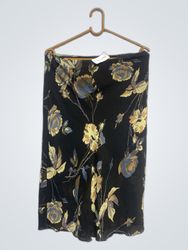 Black floral print midi skirt