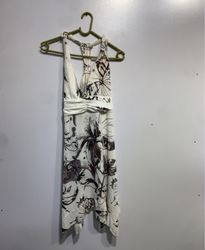 White Halter Dress with Butterfly Print