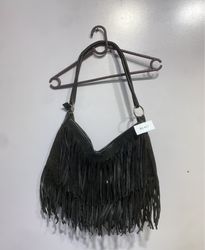 Black fringe shoulder bag BG-427
