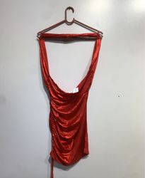AM:PM Red Ruched Halterneck Dress