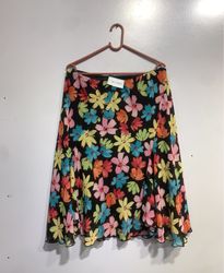 Black floral print skirt
