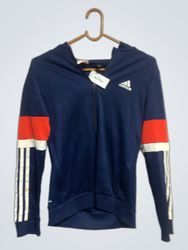 Adidas Navy Blue Hoodie with Orange and White Acce..