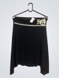 Black skirt with checkered ribbon and buckle detai..