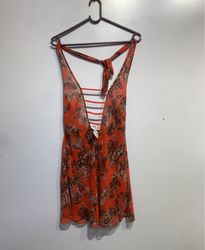 Nayomi NT-71021 Orange Leopard Print Halter Dress