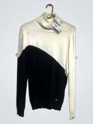 White and Black Turtleneck Sweater