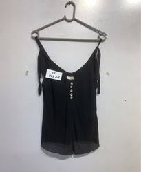 Black Tank Top with Buttons