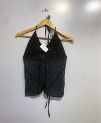 Black Beaded Halter Top