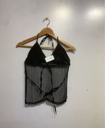 Black Beaded Halter Top