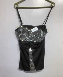 ANGEL Schwarzes gerafftes Paillettencami