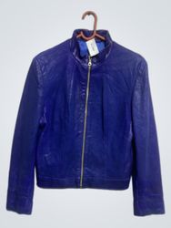 Blue Faux Leather Jacket