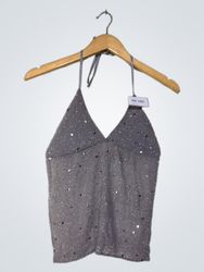 Gray Sequin Halter Top