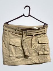Mini Gonna Cargo Beige con Cintura