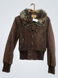 Frida G London Brown Faux Fur Collar Jacket