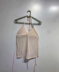 Pink Halter Top with Beaded Embellishments