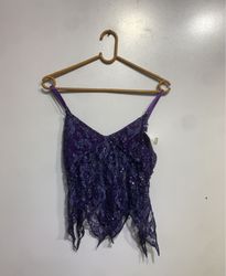 Purple Beaded Lace Camisole