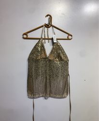 Gold Sequin Halter Top
