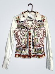 KARAMICIE White Embroidered Button-Up Shirt
