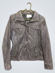 Grey Faux Leather Jacket
