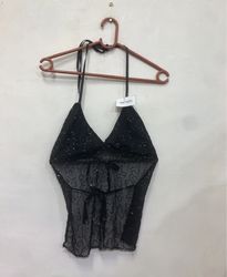 Black Beaded Halter Top