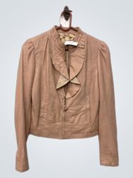 Alannah Hill Pink Faux Leather Jacket with Ruffle ..