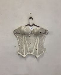 White Corset with Red and Silver Embellishments