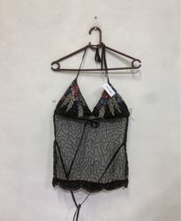 Black Beaded Halter Top