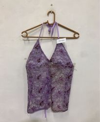 Purple Lace Halter Top with Beads