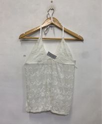 White Halter Top with Beaded Detail